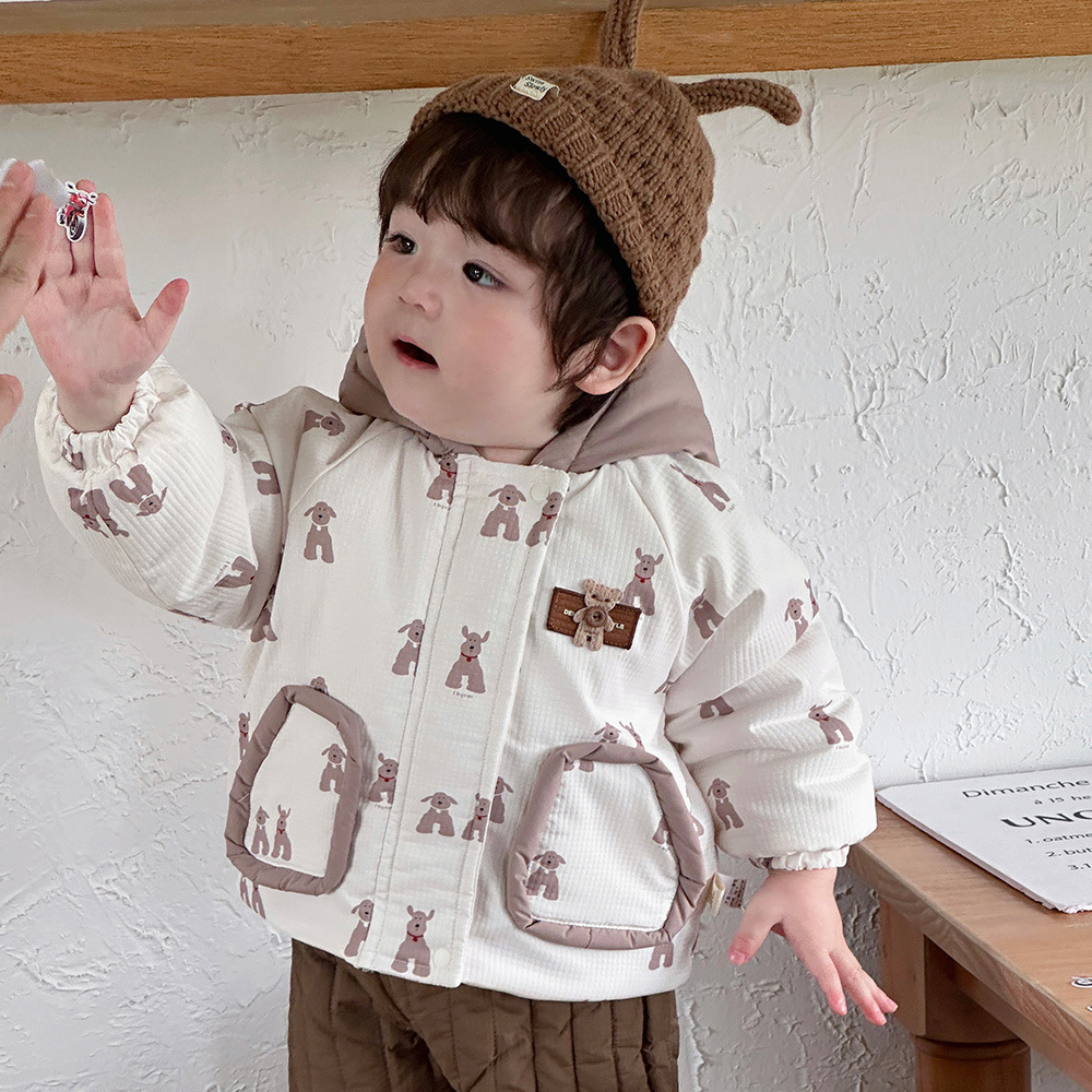 [Estilo personalizado] Versión coreana de la chaqueta acolchada de otoño e invierno de estilo occidental, gruesa y cálida, linda chaqueta acolchada de algodón para bebés súper linda, ropa de salida