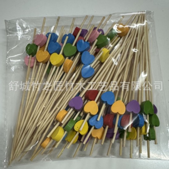 Palillos de Bambú con Corazón Desechables para Cócteles y Postres image 8