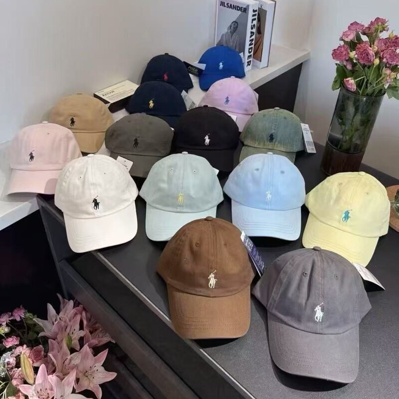 Baseball Cap with Rl Design, Deep Brim, Breathable Sunshade Hat, Large Brim, Korean Style, Face-Slimming Effect, Cross-Border