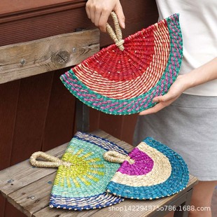 Vietnamese Hand-Woven Seaweed Fan B&B Wall Hanging Fan Summer Cool Hand Fan Chinese Style Han Dynasty Fan