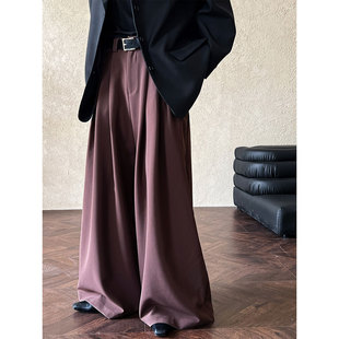 Luxi design sense high waist suit pants women's 2024 autumn new drop sense big trouser leg casual floor pants 1957