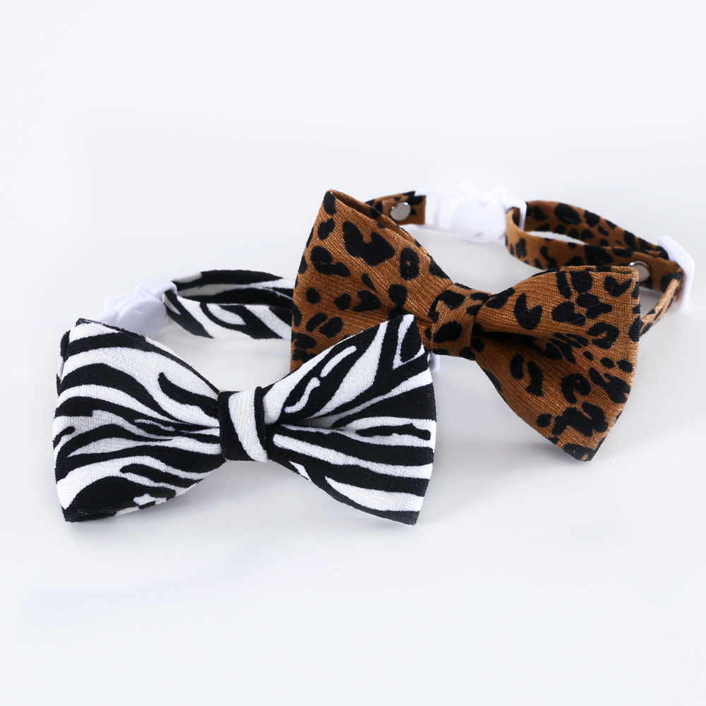 new pet leopard polka dot bow tie adjustable cat collarpicture4