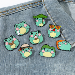 Cartoon Cute Little Frog Pin Wearing Sunglasses Reading Under a Lotus Leaf Umbrella Creative Animal Alloy Accessory Badge
