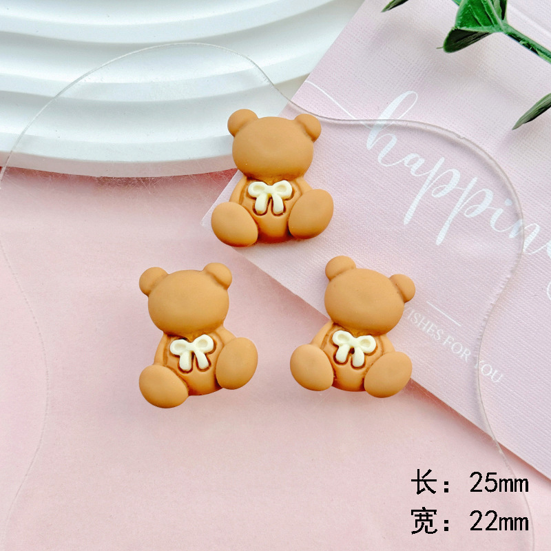 Curry esmerilado oso conejo resina diy accesorios joyería caja de teléfono móvil agujero zapatos agujero parches clip para el pelo material de joyería para el pelo