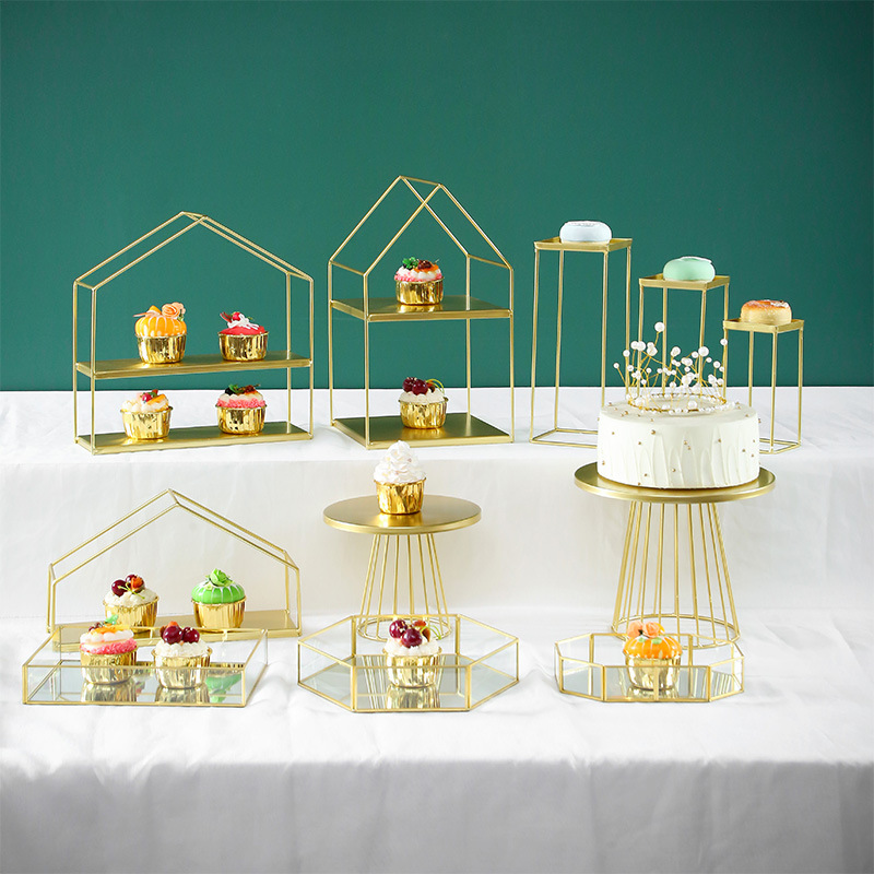 Decoración de postre europea estante de exhibición de decoración de boda bandeja de pastel de la tarde estante de refresco de té de comida fría mesa de descanso de té