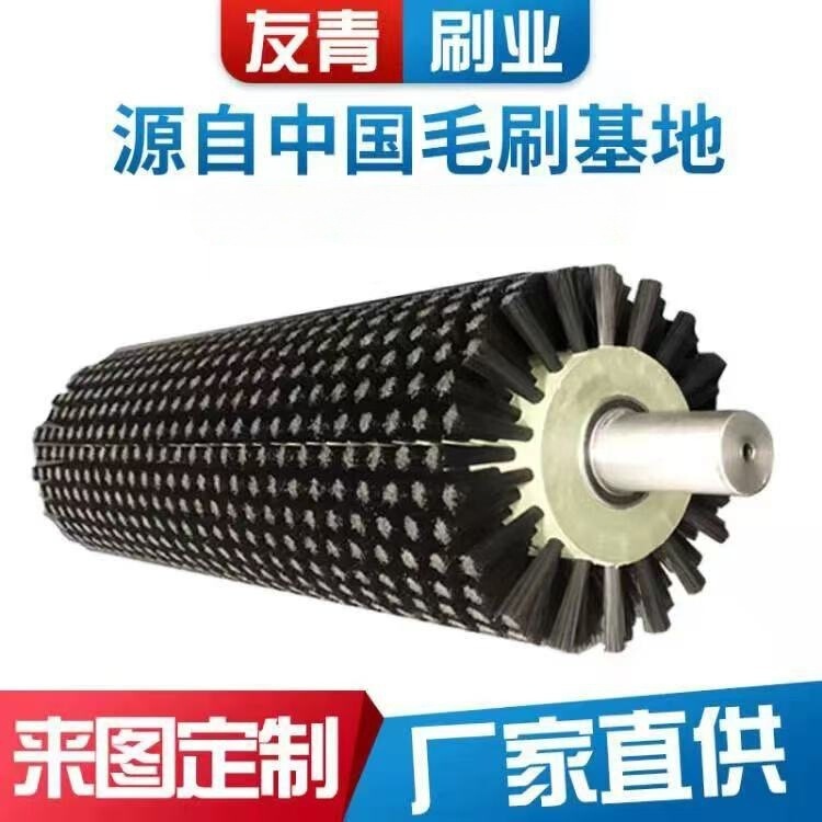 Industrial brush roller roller brush manufacturers processing small nylon wire brush dust removal hollow brush wheel round cylindrical brush