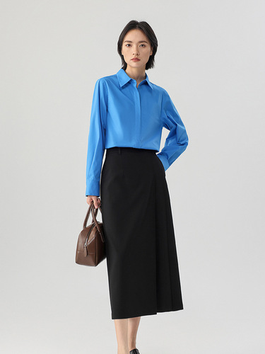Spring and summer new style cool breathable white shirt B imported fabric Classic solid color easy-to-care colorful shirt for women