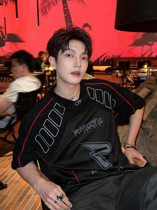 Trendy Streetwear Cool Street T-Shirt Men's Short-Sleeve American High Street Quick-Dry Breathable Functional Racing Cycling Sports Jersey