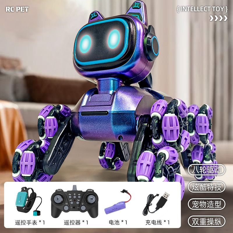 新型の八輪の特技の犬のリモコンのロボットの犬は腕を振って変形して車の男の子の電子ペットのおもちゃのリモコンの車に登ります。|undefined