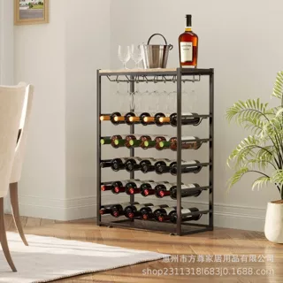红酒置物架现代简约铁艺葡萄酒架3层酒瓶高脚杯悬挂架红酒展示架