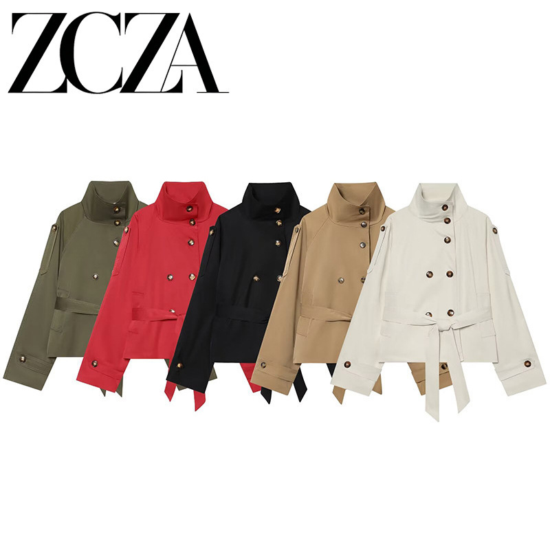 Zcza Self-Made European and American Style New Women's Fashion Versatile Double-Breasted Lace-Up Trench Coat for Women 6620085 Zcza Self-Made European and American Style New Women's Fashion Versatile Double-Breasted Lace-Up Trench Coat for Women 6620085
