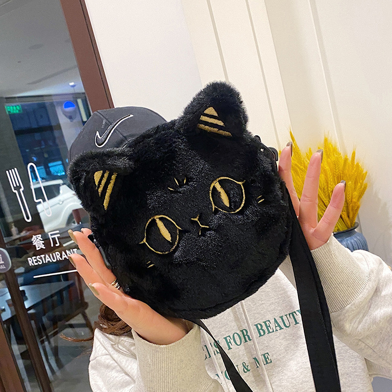 アンダーソン猫斜めがけバッグ女性2024新作携帯バッグぬいぐるみ刺繍ショルダーバッグかわいい漫画ラウンドバッグ|undefined