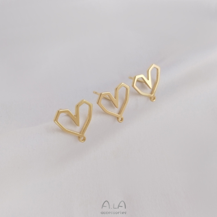 1 Pair 13*12.5mm Copper 14K Gold Plated Heart Shape Earring Findings display picture 3