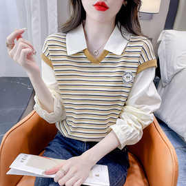 假两件卫衣女2025年新款爆款春秋装时尚洋气polo领长袖秋季女上衣