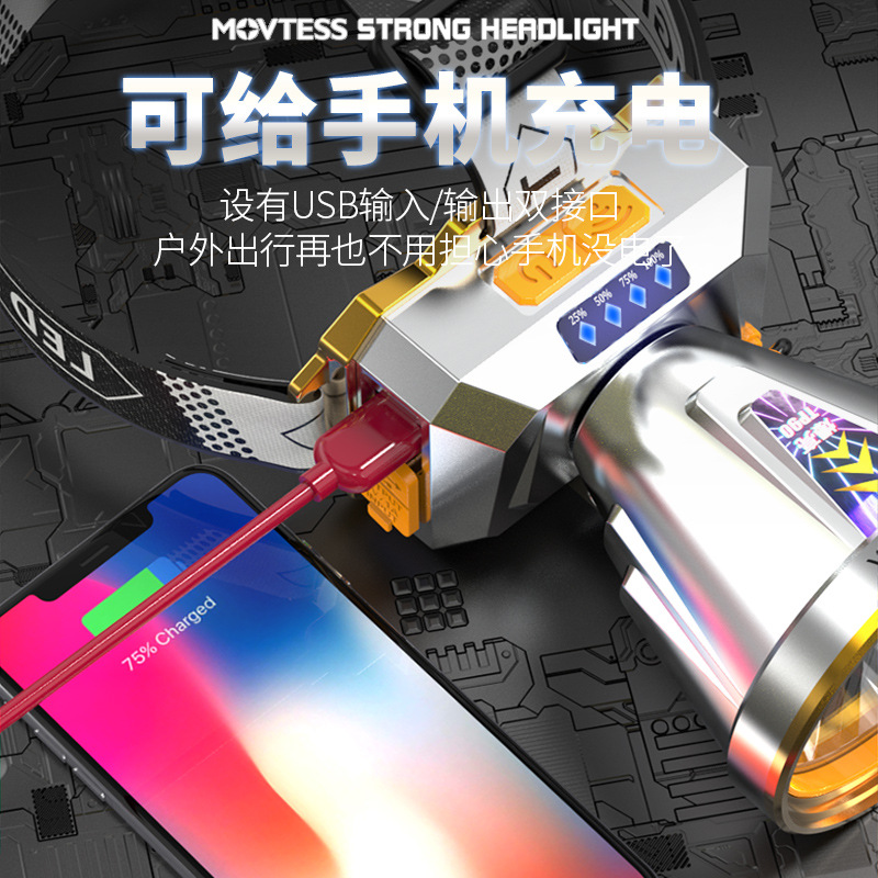 跨境新款led頭燈戶外照明光杯強光頭燈頭戴式夜釣燈室外跑步燈