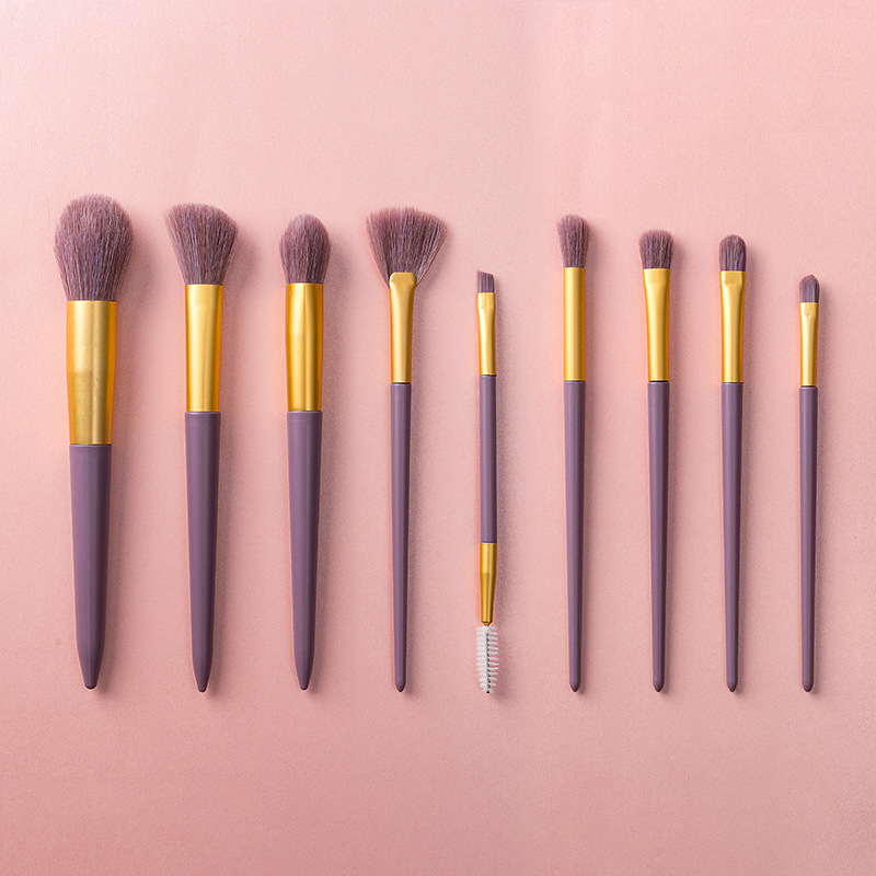 Ventas directas de fábrica huayang mismo estilo 9 pequeño púrpura dulce patata maquillaje cepillo sombra de ojos cepillo conjunto completo de herramientas de cepillo