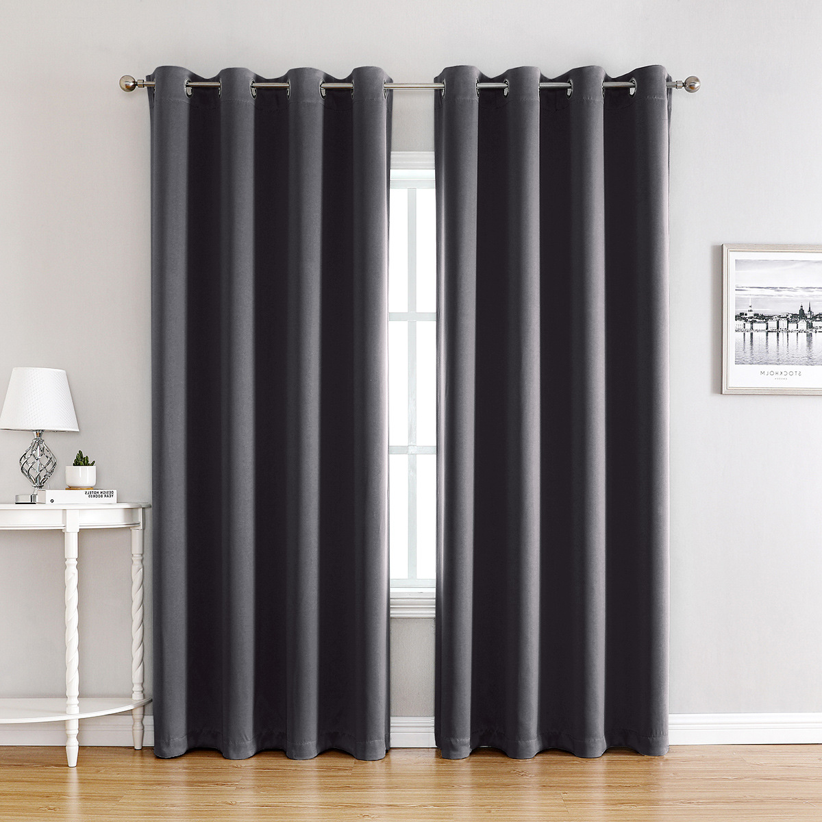 Cortinas opacas de alta precisión de color puro Amazon, 210gsm, cortinas terminadas transfronterizas, venta al por mayor en stock.