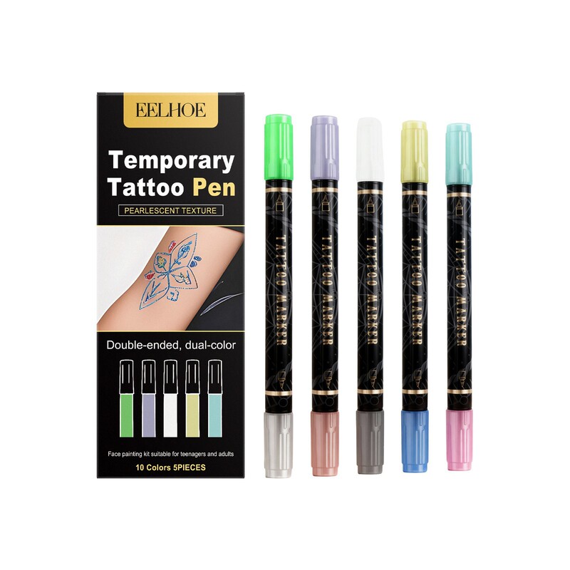 Eelhoe Double-Ended Glitter Temporary Tattoo Pen Daily Natural-Looking Temporary Tattoo Pen That Blends Well with the Body's Skin Eelhoe Double-Ended Glitter Temporary Tattoo Pen Daily Natural-Looking Temporary Tattoo Pen That Blends Well with the Body's Skin