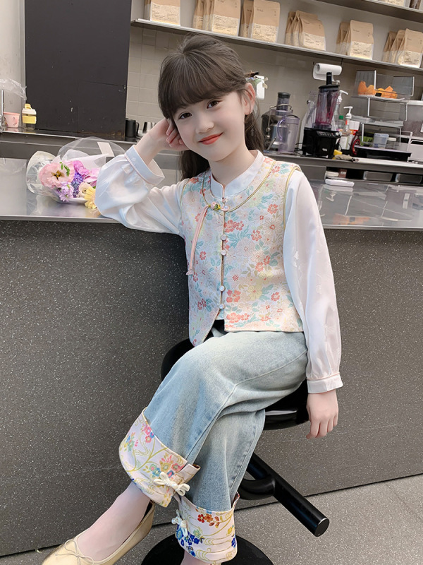 女童春装2025新款套装儿童汉服国风新中式三件套春秋款小女孩古风|undefined