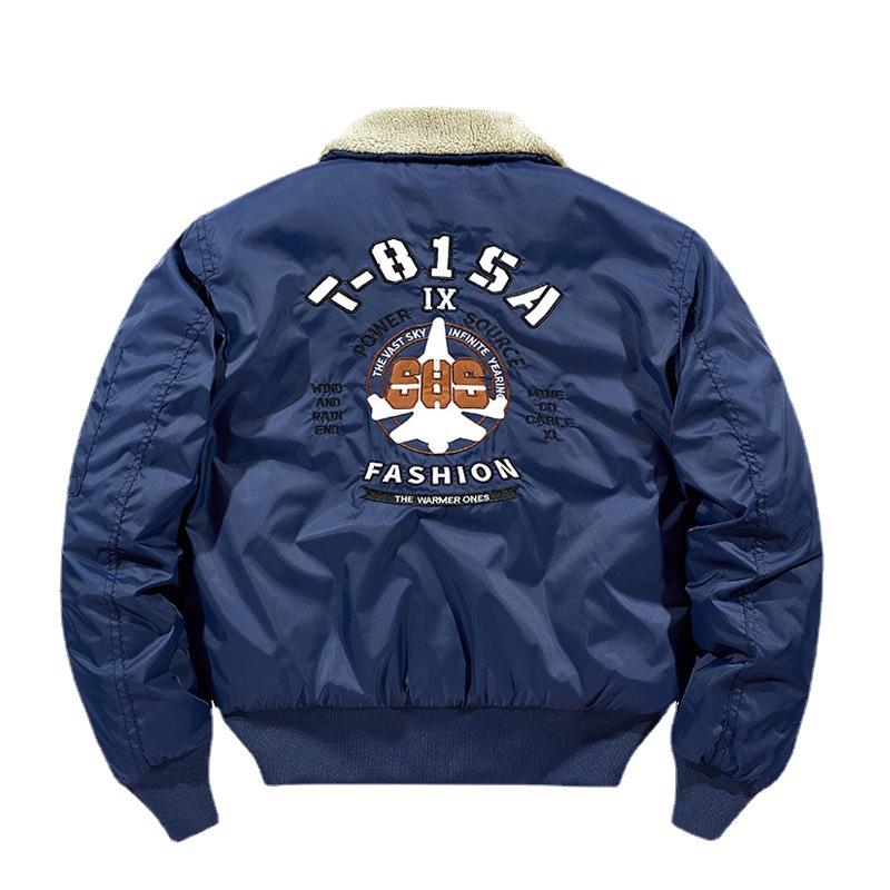 Comercio exterior transfronterizo invierno nuevos hombres ropa acolchada de algodón suelto casual forrado de lana engrosada Cuello de piel abrigo de algodón acolchado abrigo de piloto de los hombres