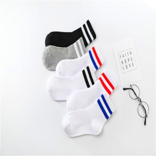 Children's socks striped cotton white socks baby socks wholesale two bar children's socks boys and girls socks