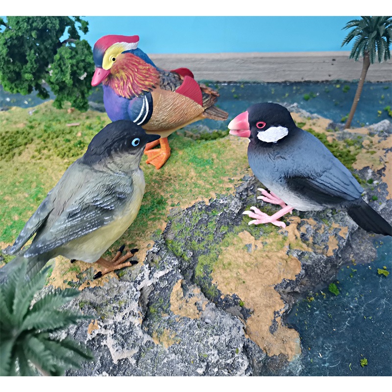 Simulación transfronteriza de aves modelo animal de pájaros flamencos, gorriones, papillones, juguetes de decoración estática