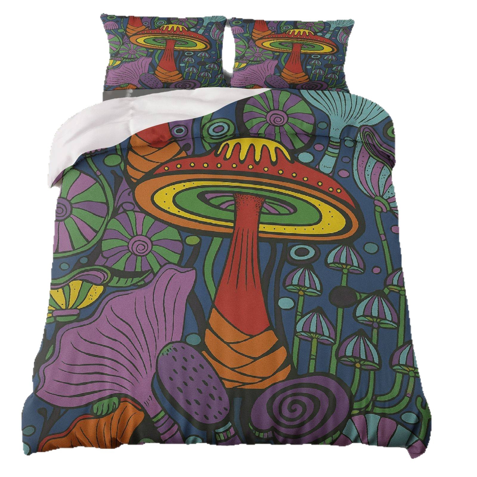 Textil doméstico transfronterizo molienda impresión digital noche oscura set de colcha con patrón forestal púrpura TEMU / JIT