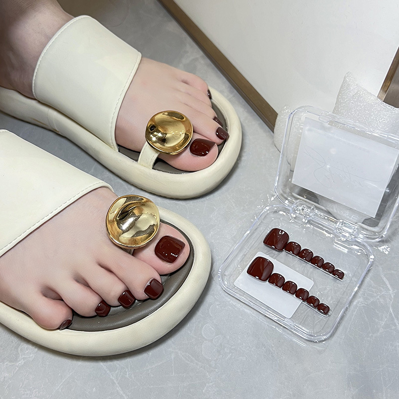 B09 Nail Patch, Hand-Designed Wearable Nail Patch, High-End White Wine Red Pure Desire Toenail Patch