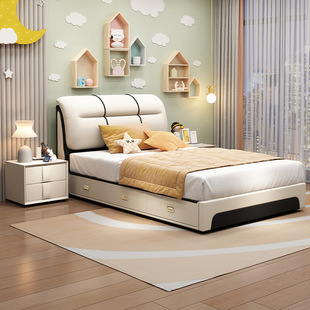 Children's Bed for Boys and Girls 1.2m Single Bed Modern Simple Home Master Bedroom Single Bed with Storage