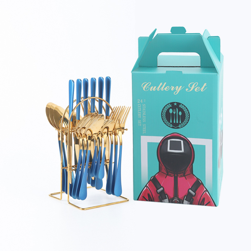 Amazon transfronteriza 1010 vajilla de acero inoxidable conjunto de 24 piezas cuchillo de filete occidental, tenedor y cuchara traje de celebridad de Internet regalo de vacaciones