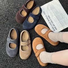 浅口玛丽珍真皮磨砂魔术贴勃肯鞋女2025早秋复古软底增高增高软底