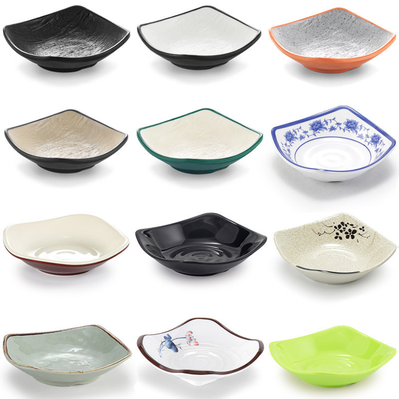 Melamine Plates with Custom Logo, Buffet Hot Pot Restaurant Tableware, Small Dish Plates, Korean Barbecue Dipping Sauce Dishes, Seasoning Dishes for Commercial Use