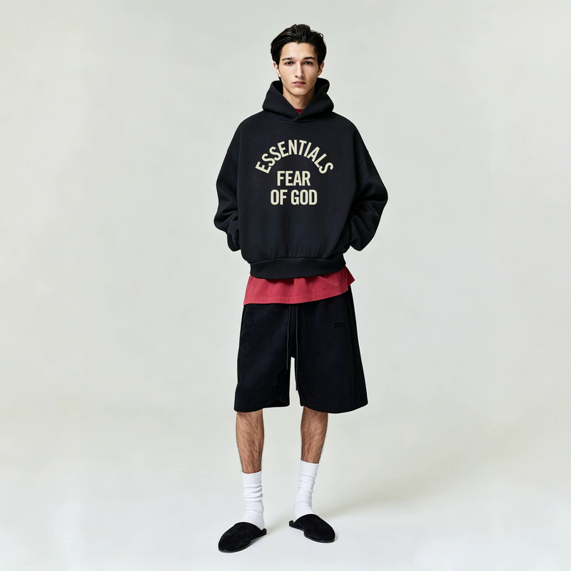 American niche fashion brand ESSENTIALS autumn and winter fleece-lined loose casual hooded sweatshirt for men and women, suitable for couples American niche fashion brand ESSENTIALS autumn and winter fleece-lined loose casual hooded sweatshirt for men and women, suitable for couples