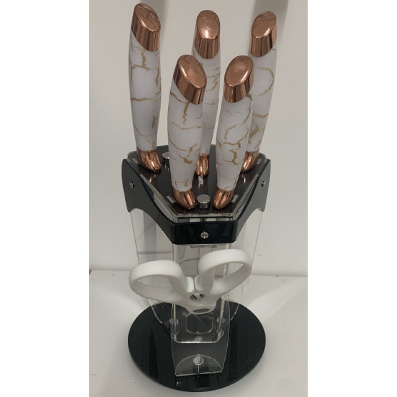 Ventas directas de oro rosa doble cabeza galvanizada mármol acero inoxidable pulverización de pintura cuchillo cuchillo de doble cara cuchillo único