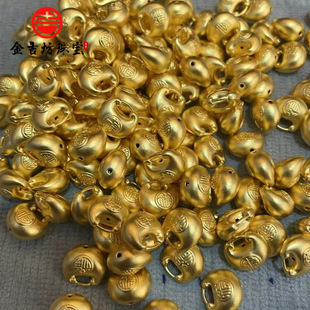 Pure Gold 999 Ancient Method Little Fat Double-Sided Blessing Pendant Blessing Bag 3D Hard Gold Hollow Pendant Jewelry Accessories Wholesale
