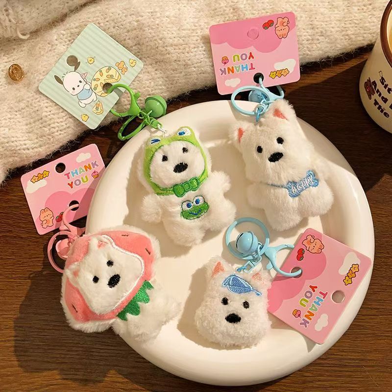 Special Offer Hot Style Free Shipping Cute West Highland Cartoon Plush Puppy Doll Pendant Keychain Bag Pendant Doll