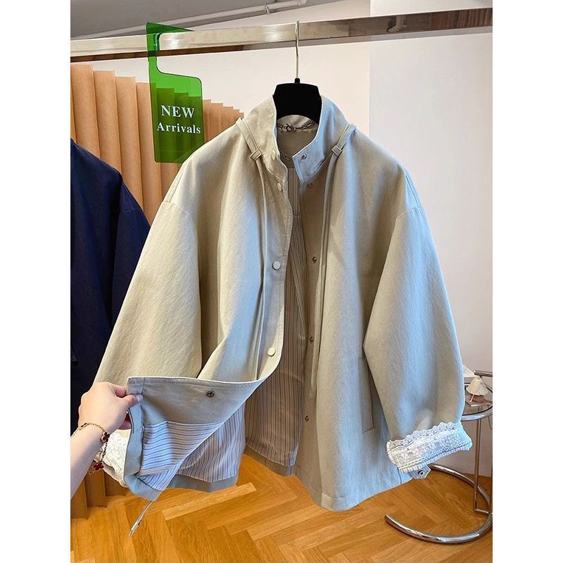 韩版洋气风衣短外套女宽松显瘦春秋季新款小个子时尚棒球服夹克女|undefined