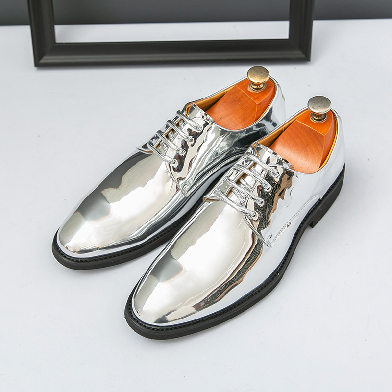 Cross-Border Men's Shoes 2025 Men's Leather Shoes Business Casual Formal Pointed Toe Groom's Wedding Shoes British Glossy Small Leather Shoes