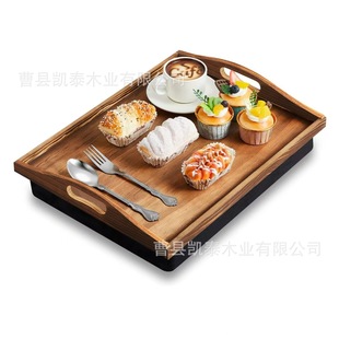 Bamboo Lap Tray with Removable Soft Bag Pillow Home Lap Tv Tray with Handle Breakfast Tray