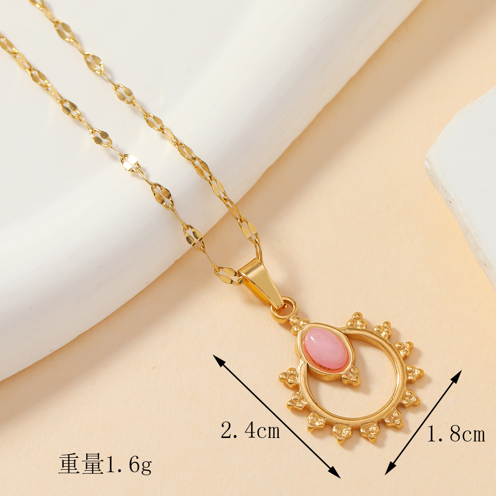 Colgante único, fundición de acero inoxidable, joyería de lujo ligera, amor, ovalado, gemas de colores, diamantes completos, accesorios de collar de bricolaje