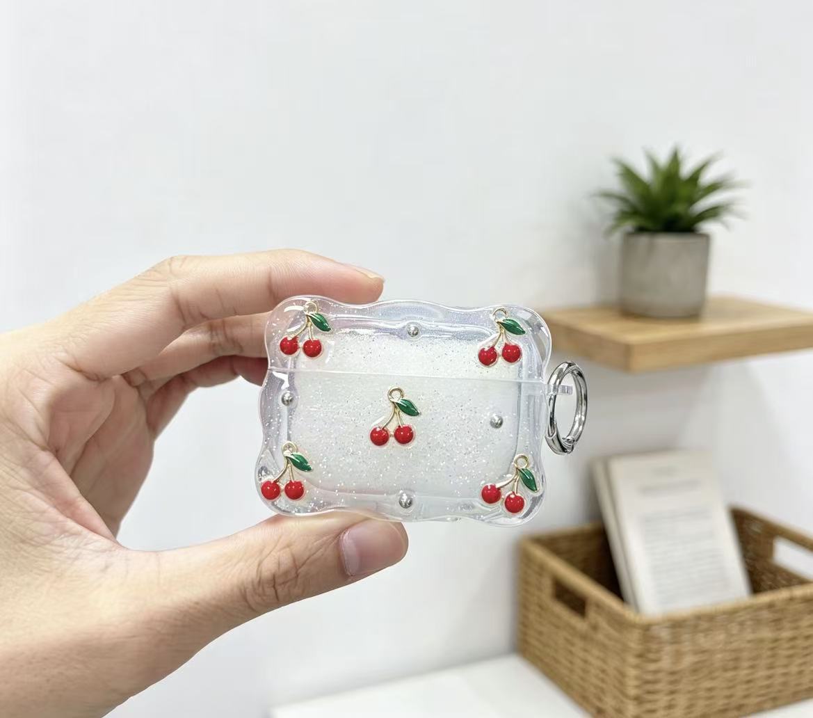 Flores de goteo de goma de cereza para Apple Airpodspro3 auriculares Airpods 4 nuevo tipo de cubierta protectora image 7