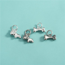 韩版水晶手链狗狗配件S925纯银实心小狗骨头吊坠水晶手串挂件吊饰