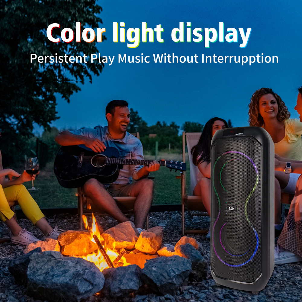 Sing-eZQS8255 doble 8 pulgadas luz RGB carga larga duración conveniente altavoz Bluetooth micrófono al aire libre