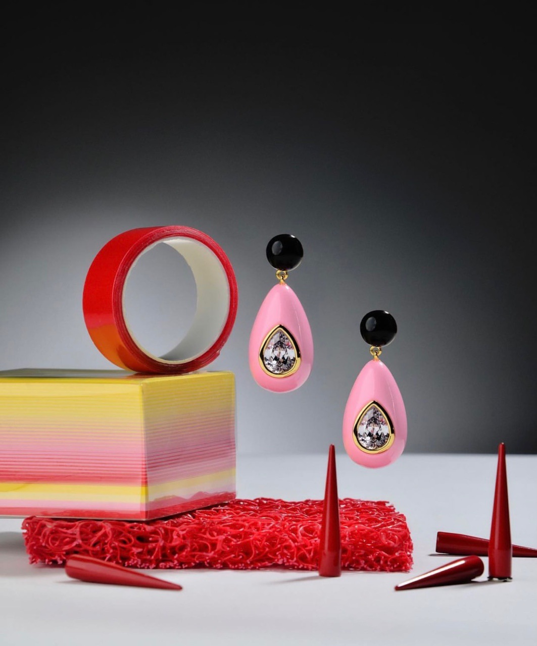 1 Pair Ig Style Water Droplets Plating Inlay Plastic Resin Brass Zircon Gold Plated Ear Studs display picture 4