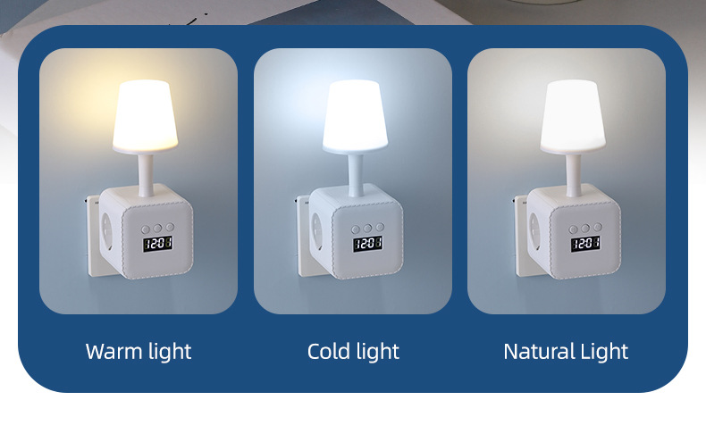 European Standard USB Cube Socket With Night Light/time Display/converter, Compact Multi-functional Power Strip For Home_voghion.com