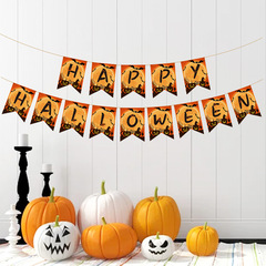 Happy halloweenハロウィーンアルファベット紙引き旗三角引き花バナー旗祝日パーティー用品