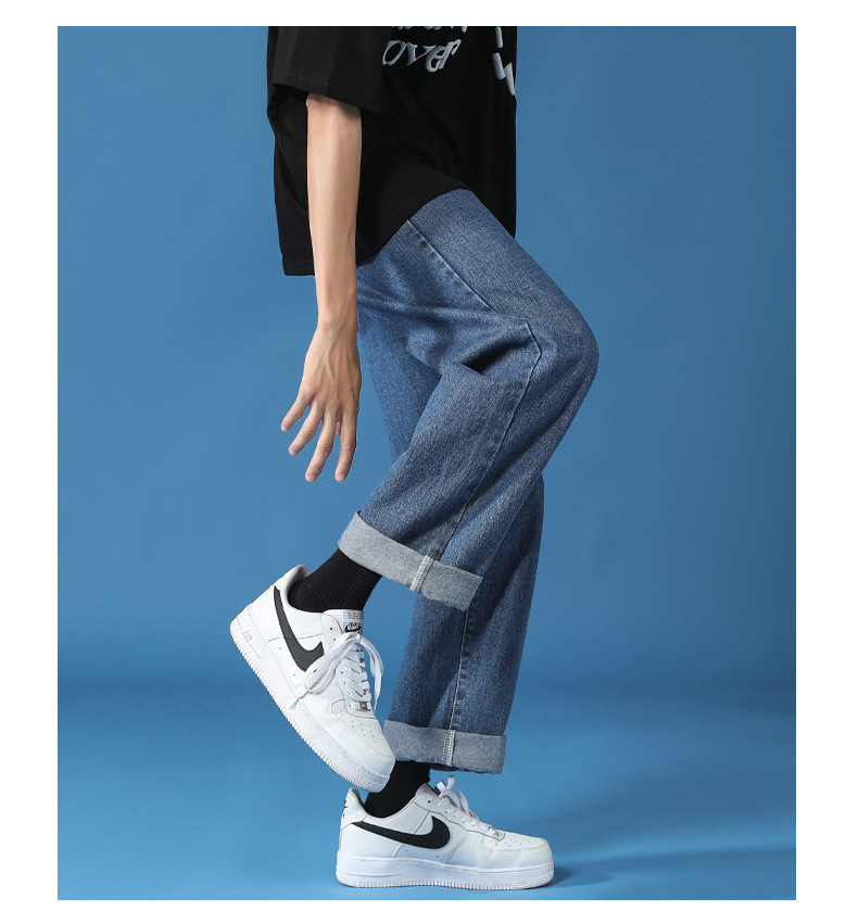 Jeans para hombres 2023 Nuevos pantalones casuales rectos sueltos Pantalones anchos pantalones cortos delgados de otoño para hombres