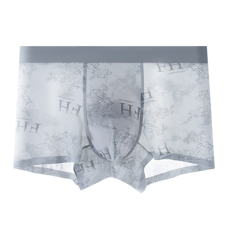 Procesamiento de ropa interior de hombre de seda de hielo personalizada, calzoncillos bóxer cómodos transpirables de secado rápido sin costuras de verano, pantalones cortos de hombre de talla grande