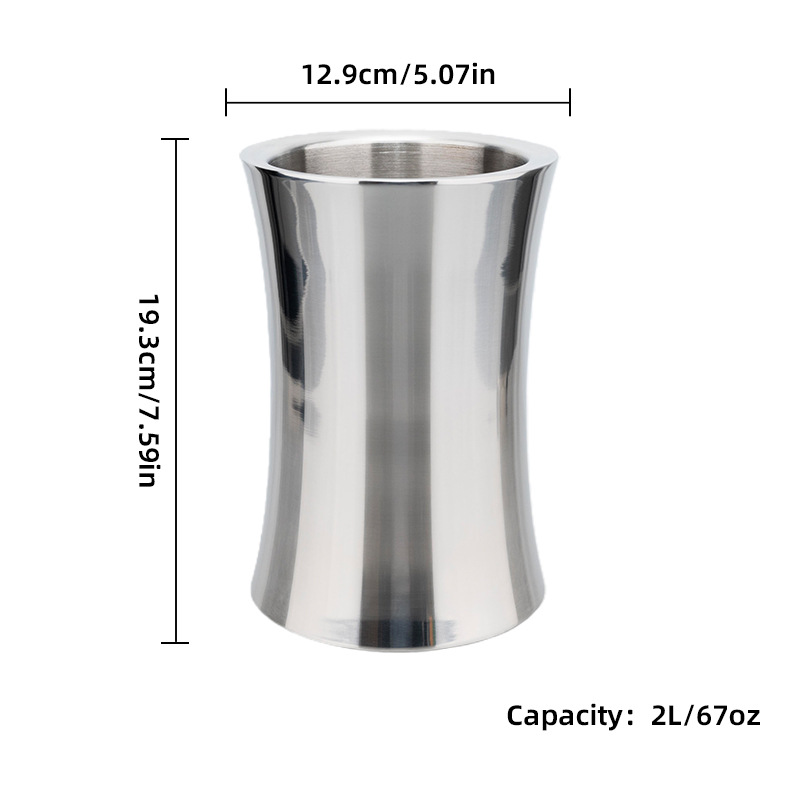 Cubo de hielo portátil de acero inoxidable, aislado, para bar, KTV, cerveza y champán