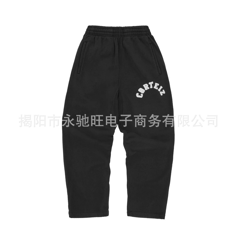 秋季新款字母印花长袖连帽卫衣宽松直筒裤子男女同款日系卫衣套装|undefined